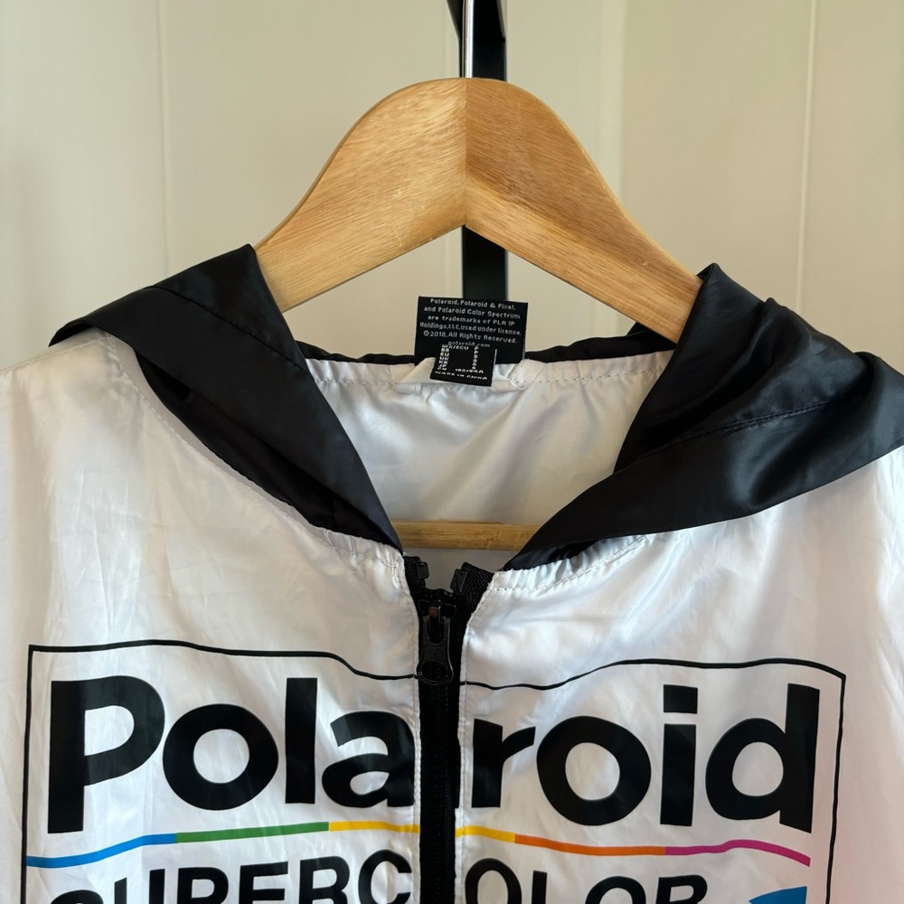 Polaroid Super Color Hoodie Windbreaker Full Zip Jacket Womens Small *NOTE